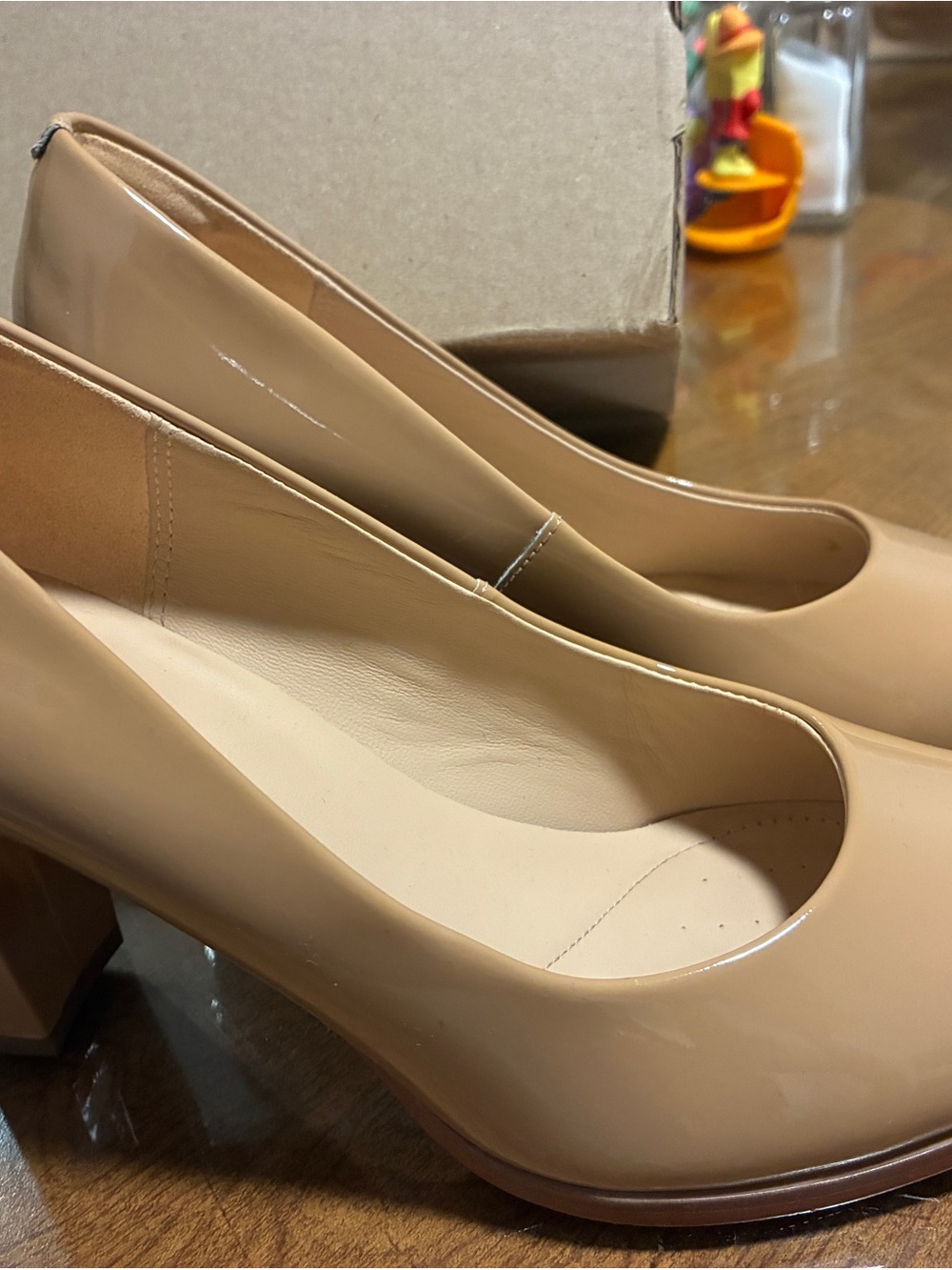 Classic Nude Block Heel Pumps - Women